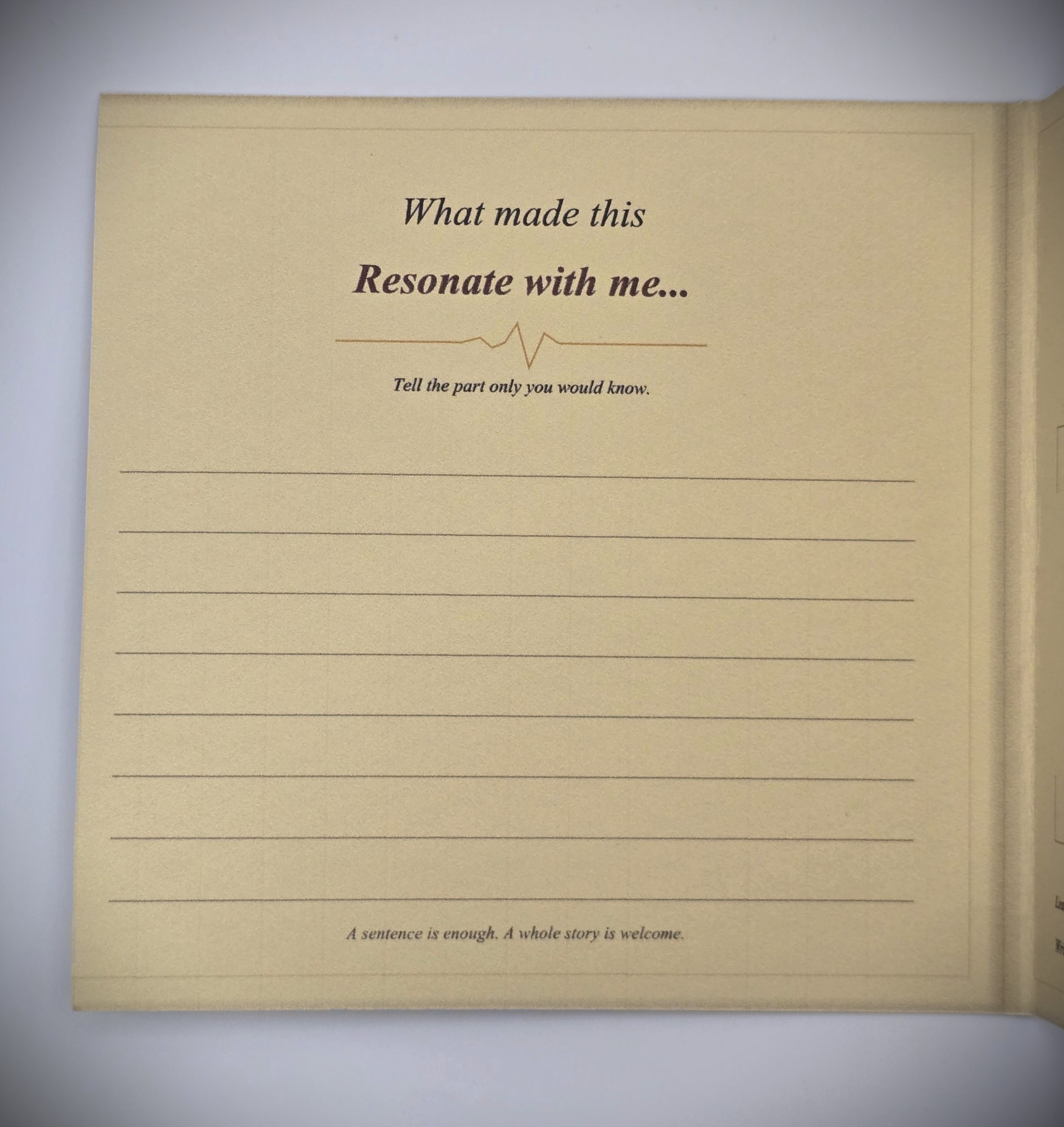 Memory Booklet page asking what made this resonate