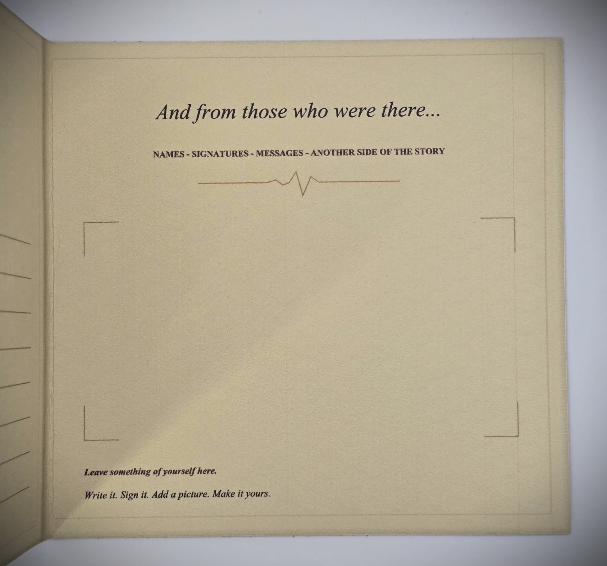Memory Booklet page for messages and photographs from others